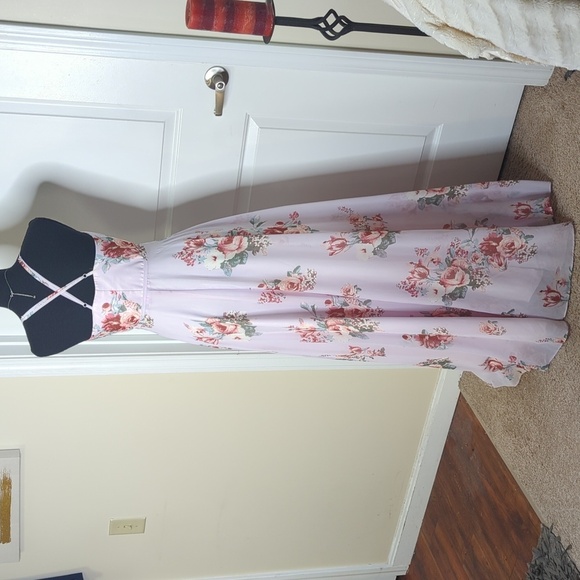 Lulus Elegantly Inclined Lavender Floral Print Wrap Maxi Dress S - Picture 10 of 16